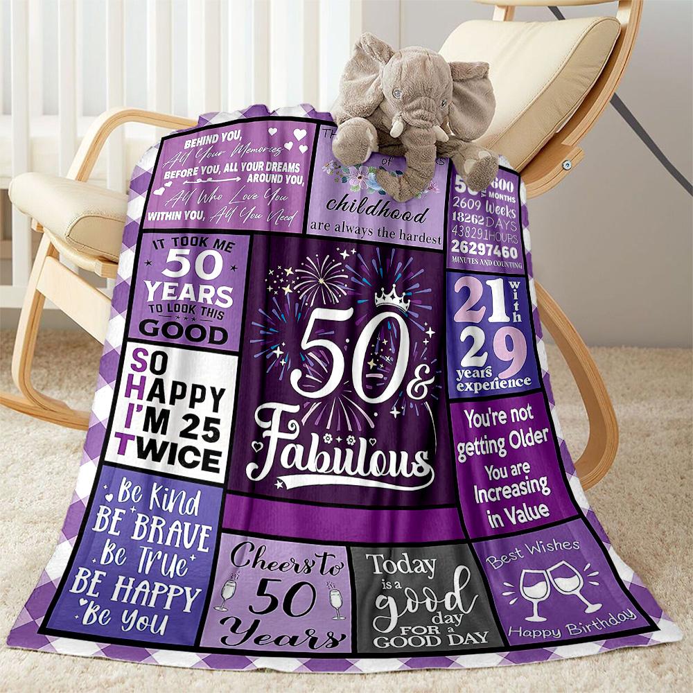 Happy 60th Birthday Floral Blankets Are Suitable for Living Rooms,making Them an Ideal Choice for Outdoor Travel and Gifts.