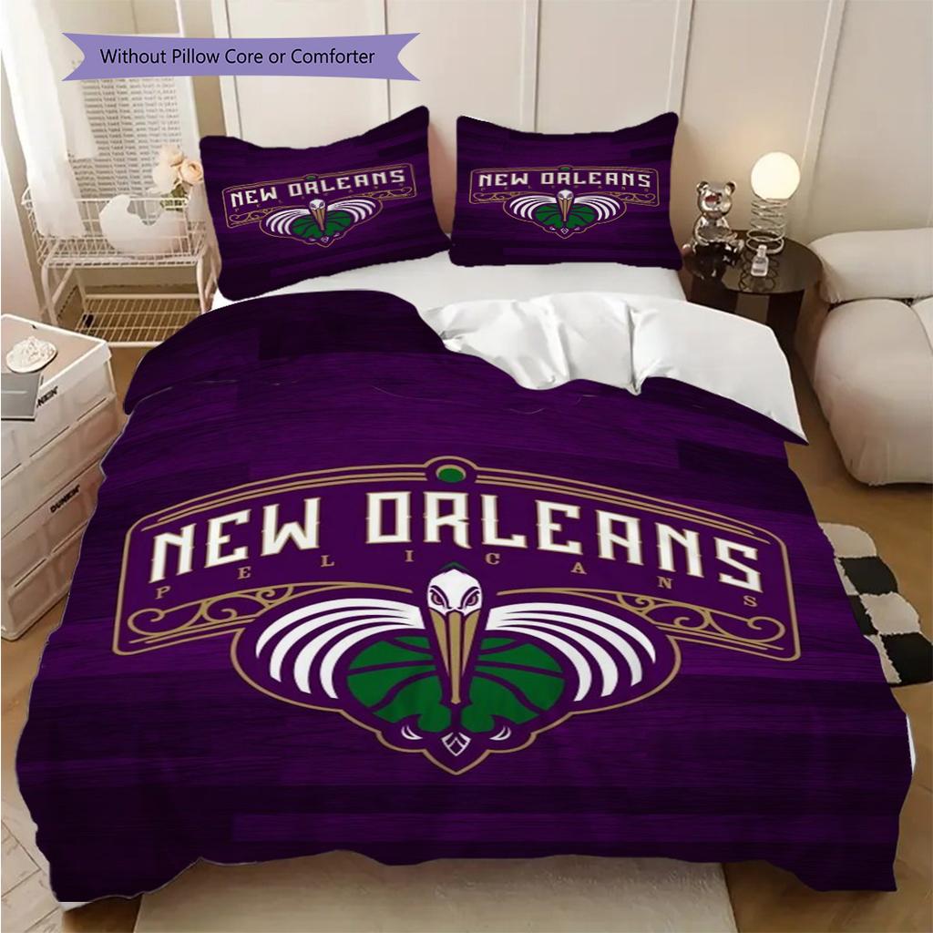 New Orleans Basketball Spirit Three-piece set(1 * duvet cover + 2 * pillowcase, without core)Soft and comfortable Christmas birthday gift