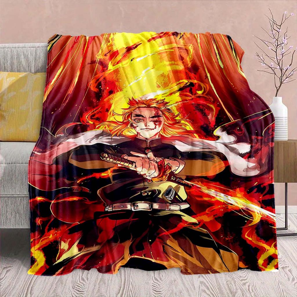 Demon Slayer Anime Flannel Blanket - Soft Warm Perfect for Sofa, Bedding Camping Travel Office Home Decor