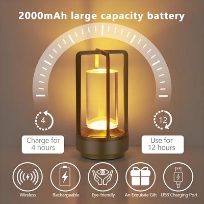 Rechargeable Cordless Table Lamp | 3-Way Dimmable Lighting & Touch Control | for Bedroom, Living Room & Outdoor Use