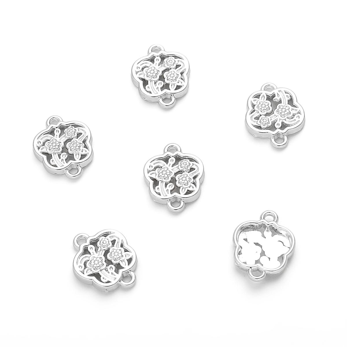 

Антикварный двойной подвесной пенант из сплава с цветком сливы для самостоятельного изготовления ювелирных изделий, аксессуары для рукоделия 11.5x14.5mm серебряный