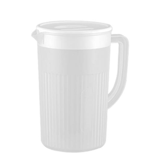 Plastic Water Pitcher with Lid 0.6/0.7 Gallon Cold Drink Dispenser for Juice Iced Tea Lemonade Wide Mouth Ergonomic Handle Refrigerator Storage