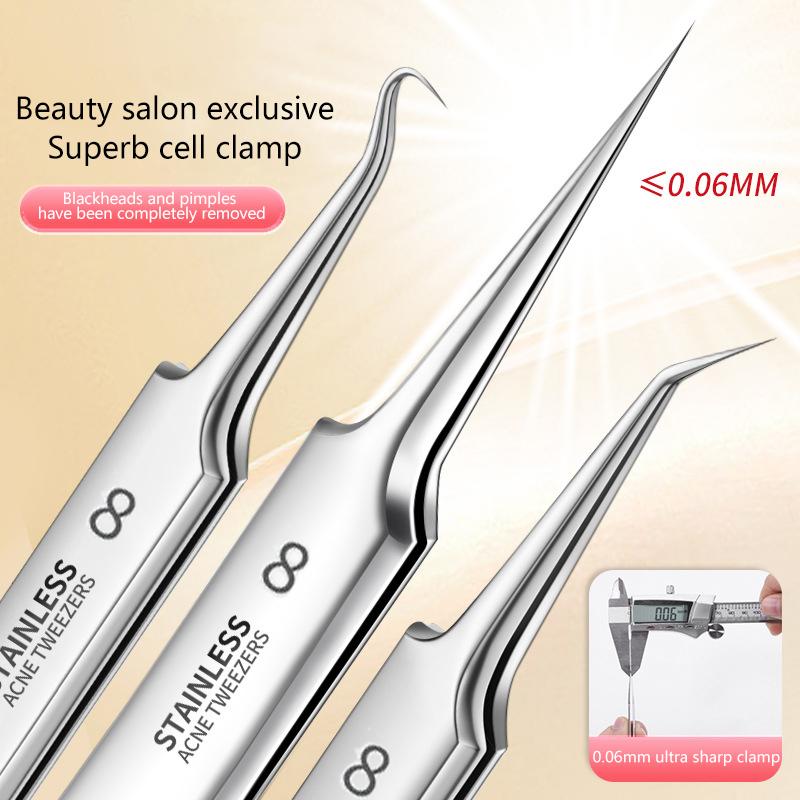 Ultra-Fine Cell Pimples Blackhead Clip Tweezers Beauty Salon Remover Acne Needle Blackhead Deep Cleaner Clip Face Skin Care Tool