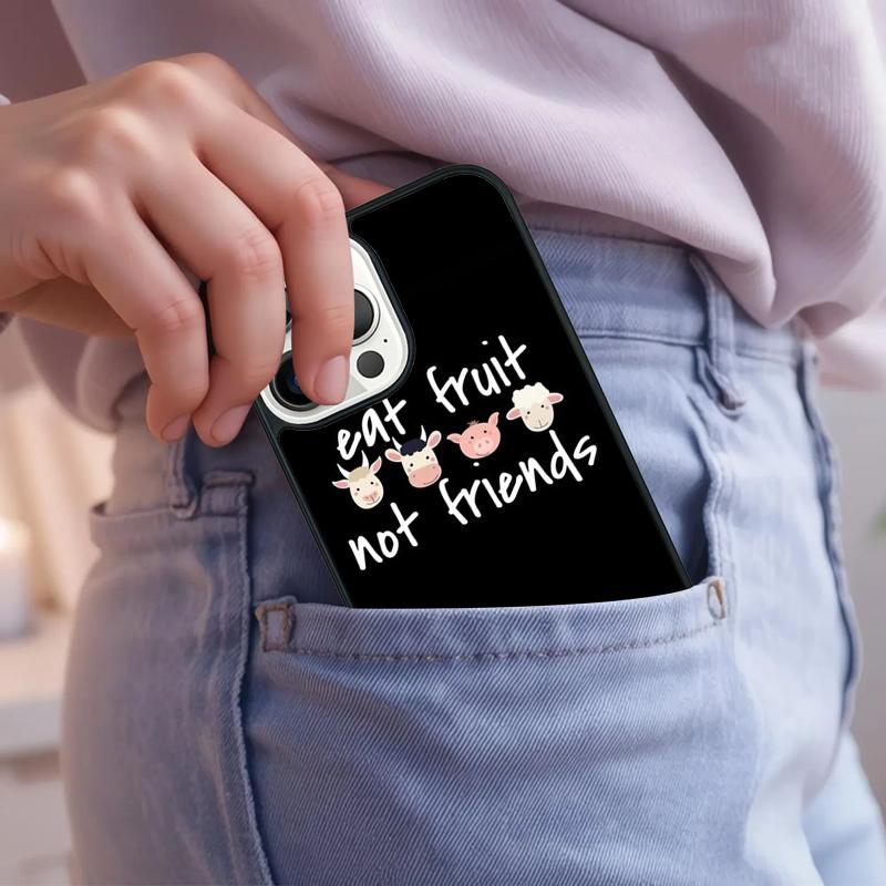 Eat Fruit Not Friends Vegan Phone Case For iPhone 17 Air 15 16e 14 13 Pro Max Coque 12 11 Pro Max PLUS cover