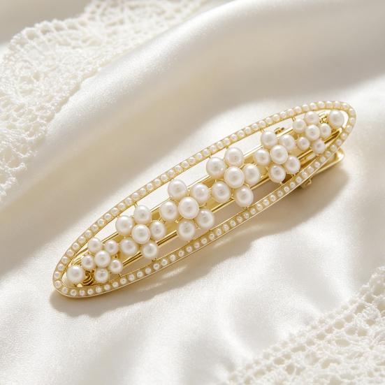 Decorative Hairpin, Imitation Pearl Oval Shape Hair Clip, No Damage Side Bang Hair Pin, Hair Accessories for Multiple Styles