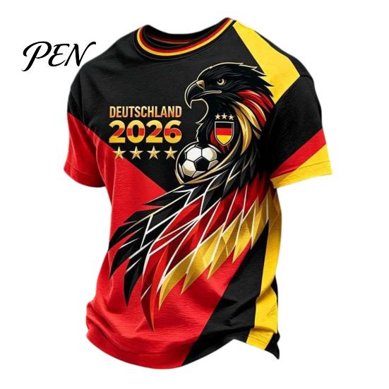 Breathable Sports T-shirt Men Soccer Fans T-shirt, German Team Football T-Shirt, 2026 World Sweat-wicking T-Shirt Tournament Cheer Tee, Stylish