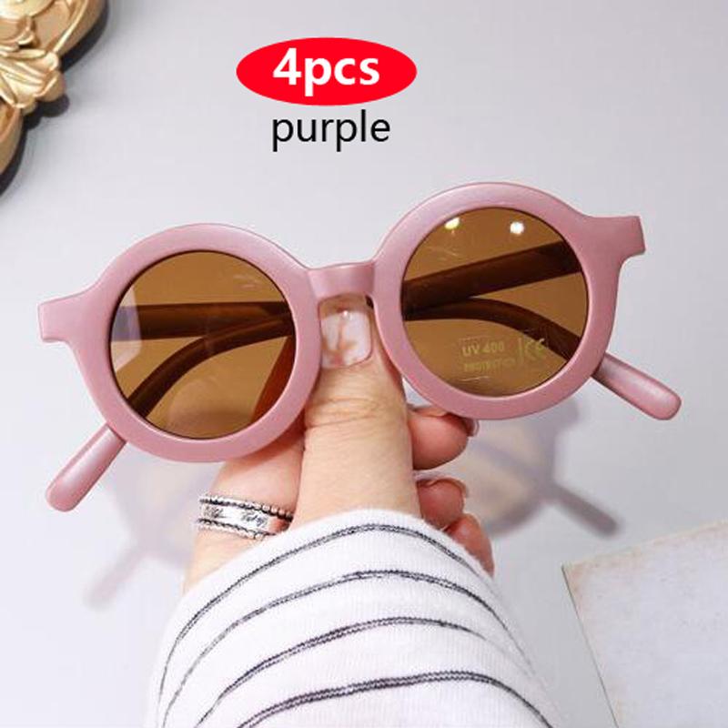 

4pcs Round Stylish Cute Children s Sunglasses Parent Child Frosted Sun Eyeglasses Solid Color Candy Colors Eyeglasses Baby Glasses show as picture