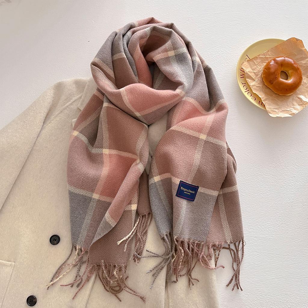 100 Color Autumn Winter Classic Plaid Scarf Women Cashmere Tassels Scarves Thickened Warm Shawl Windproof Pashmina Neckerchief