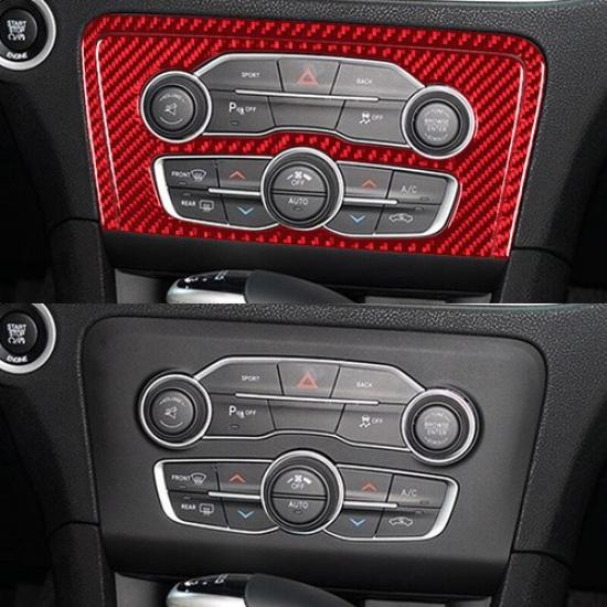 2x Red Carbon Fiber Car Center Console Button Panel Cover For Charger 2015-