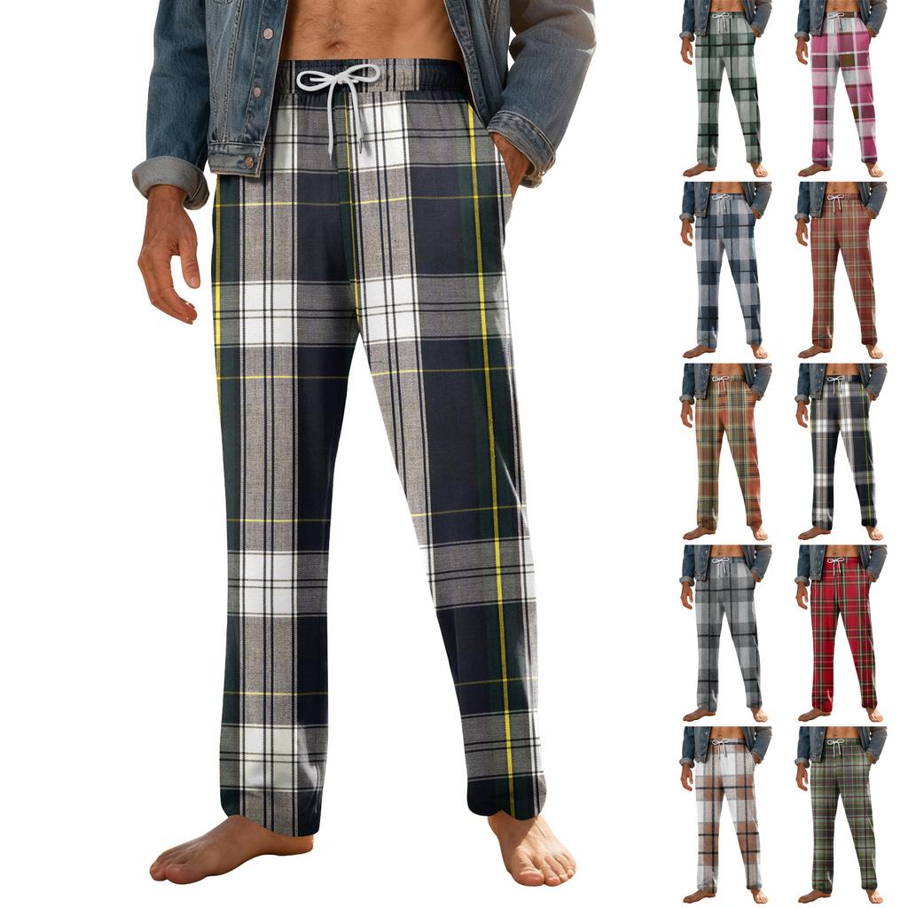 Pánské domácí měkké pyžamové kalhoty se stahovací šňůrkou s kapsami Sportovní kalhoty pro volný čas