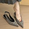 2025New Women Shoes Fashion Pointed Toe Sandals Sexy Leopard Slingback Sandals 3cm Wedge Sandals for Women Leather Single Shoes