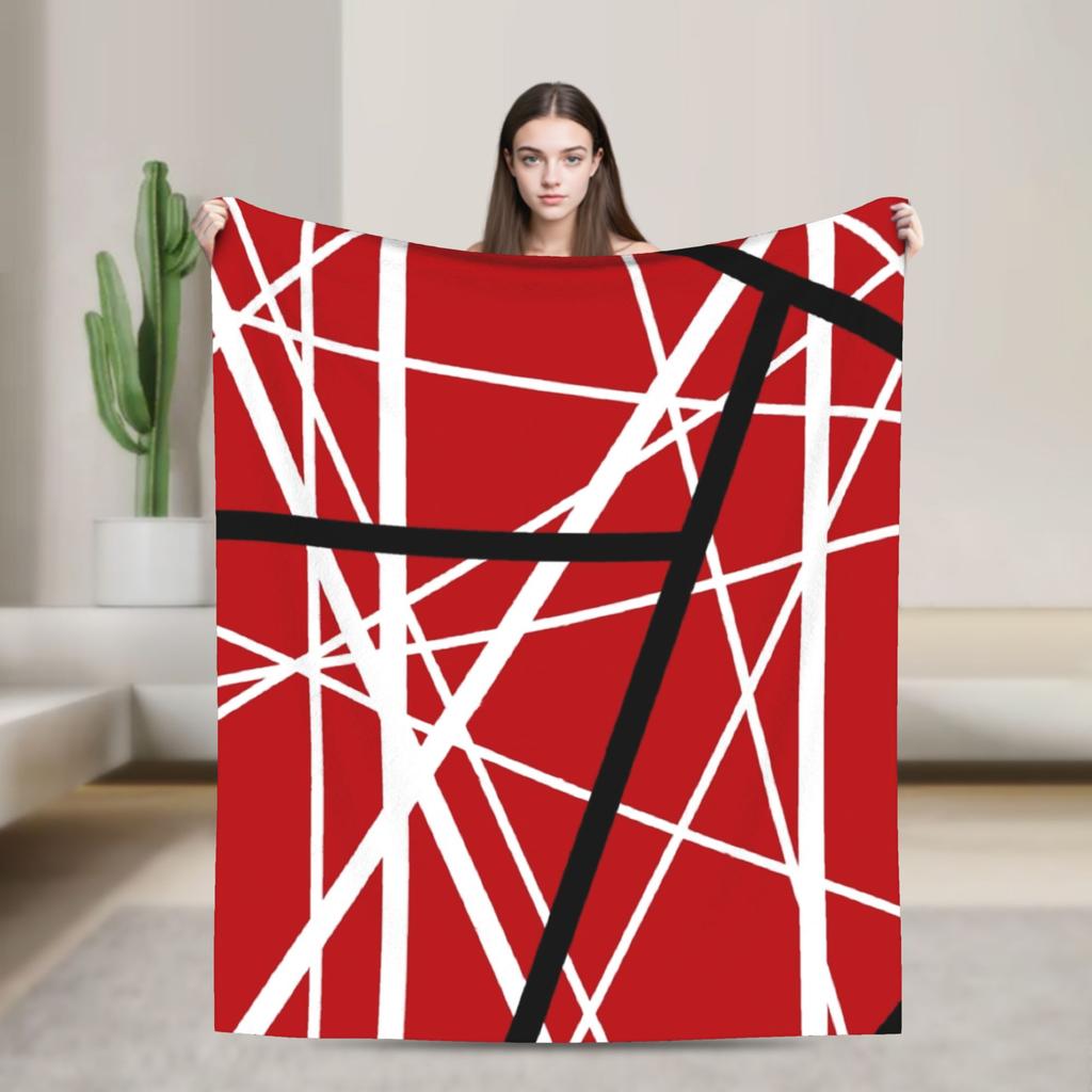 Warm Cozy Blankets Plane Travel Van Halen Blue Rock Stripes Throw Blanket Graphic Bedspread For Sofa Home