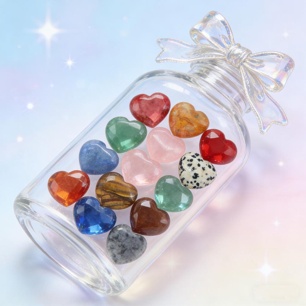 3Pcs, Assorted Natural Crystal Heart Stones Bulk Polished Healing Crystal Hearts for DIY Jewelry, Meditation, Reiki & Valentine's Day Gifts