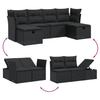6-delige Tuinbankenset met Kussens Zwart Polyrotan