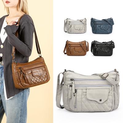 Damenhandtasche für mittleres und höheres Alter Umhängetasche Vintage Weiches Leder Mamatasche Leichte Umhängetasche