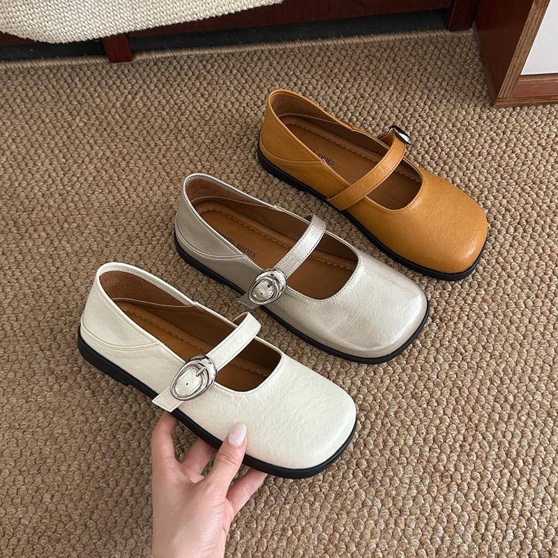 Mary Jane Shoes Women's 2025 Summer New Shallow Mouth Japanese Soft Surface One-pedal Small Leather Shoes Female Student Casual Single Shoes