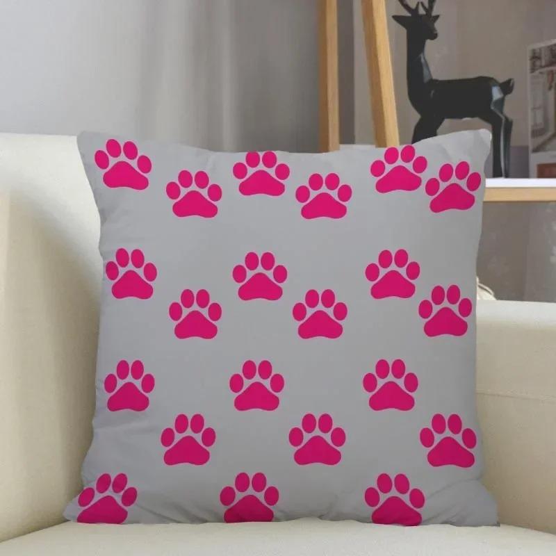 Cute Cat Paw Print Pattern Decorative Pillowcase Car Sofa Square Cushion Pillowcase