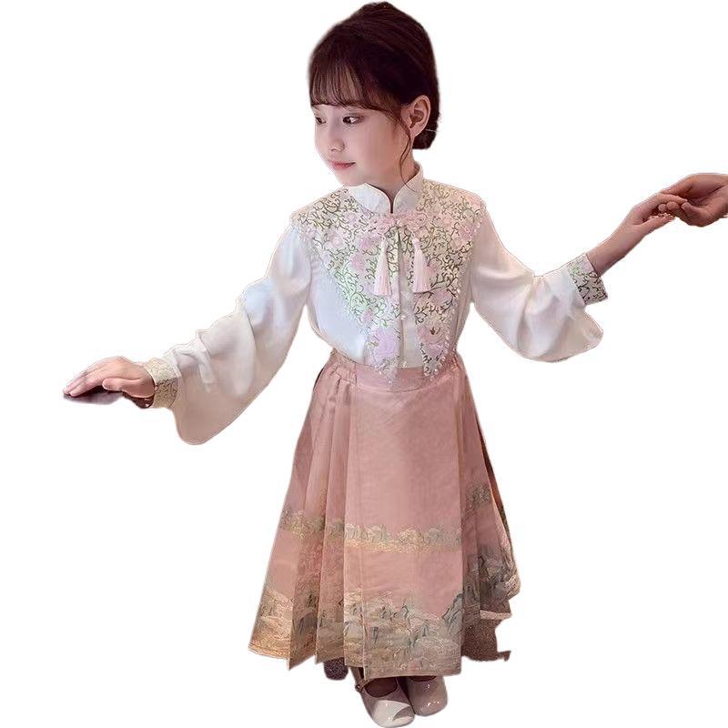 Ming Dynasty Hanfu Skirt Set for Girls - Spring 2026, Tang Suit Chinese Style