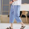 Summer Men's Casual Imitation Linen Seven Quarter Pants Thin Solid Color Cut Pants Hip-hop Street Sports
