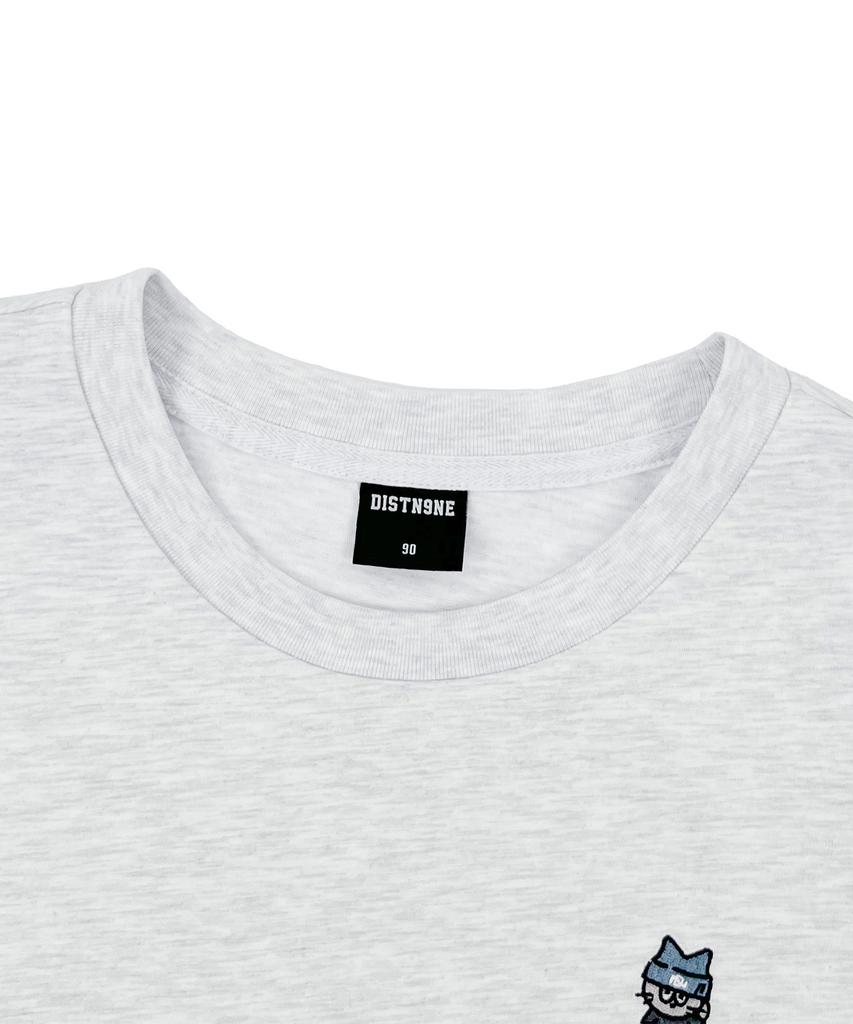 DISTN9NE Basic Small Embroidered Short Sleeve T-Shirt Lq7Tu437_Light Grey