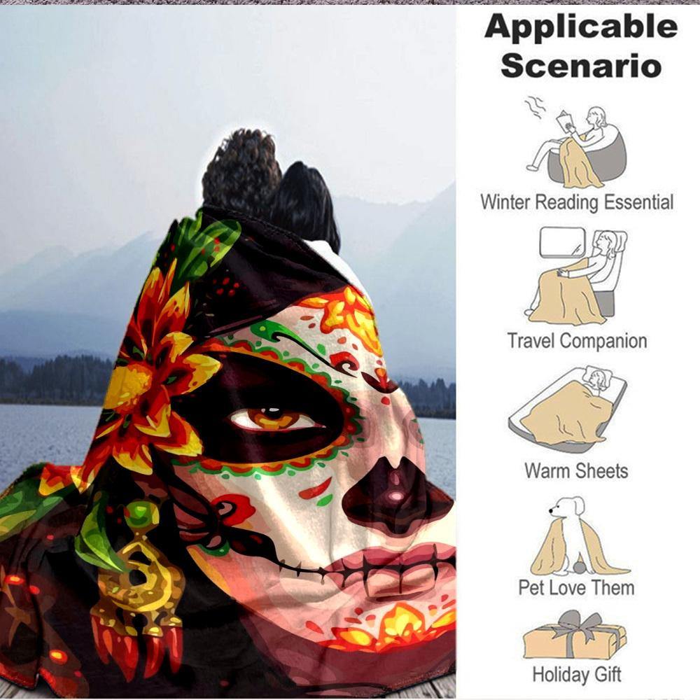 1pc Day of the Dead Mask Blanket Lightweight Flannel Blanket Throw Blanket For Sofa, Bed, Travel, Camping, Livingroom, Couch, Chair, And Bed yy2509026