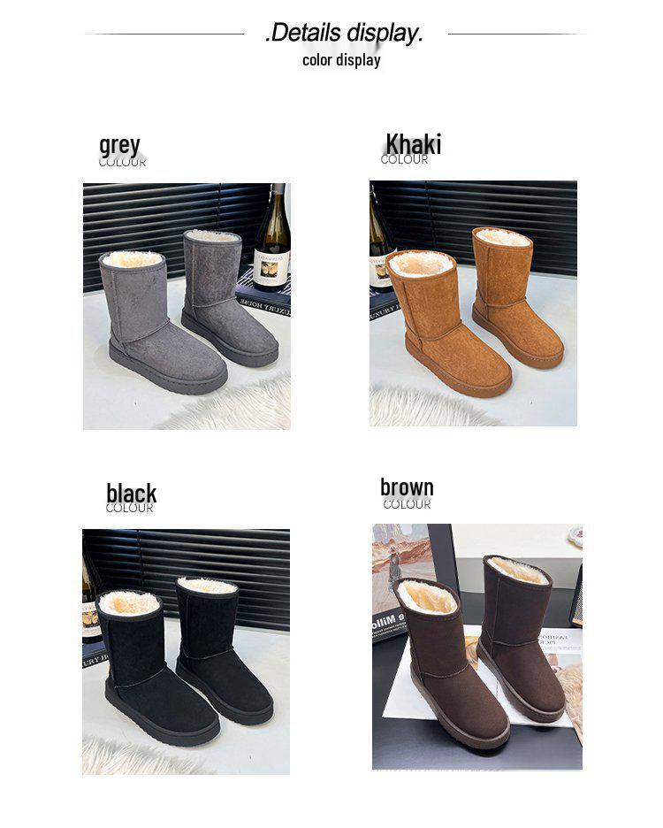 2025 Winter High-Top Snow Boots: Thick-Soled, Cotton-Lined, Fashionable Mid-Calf Design