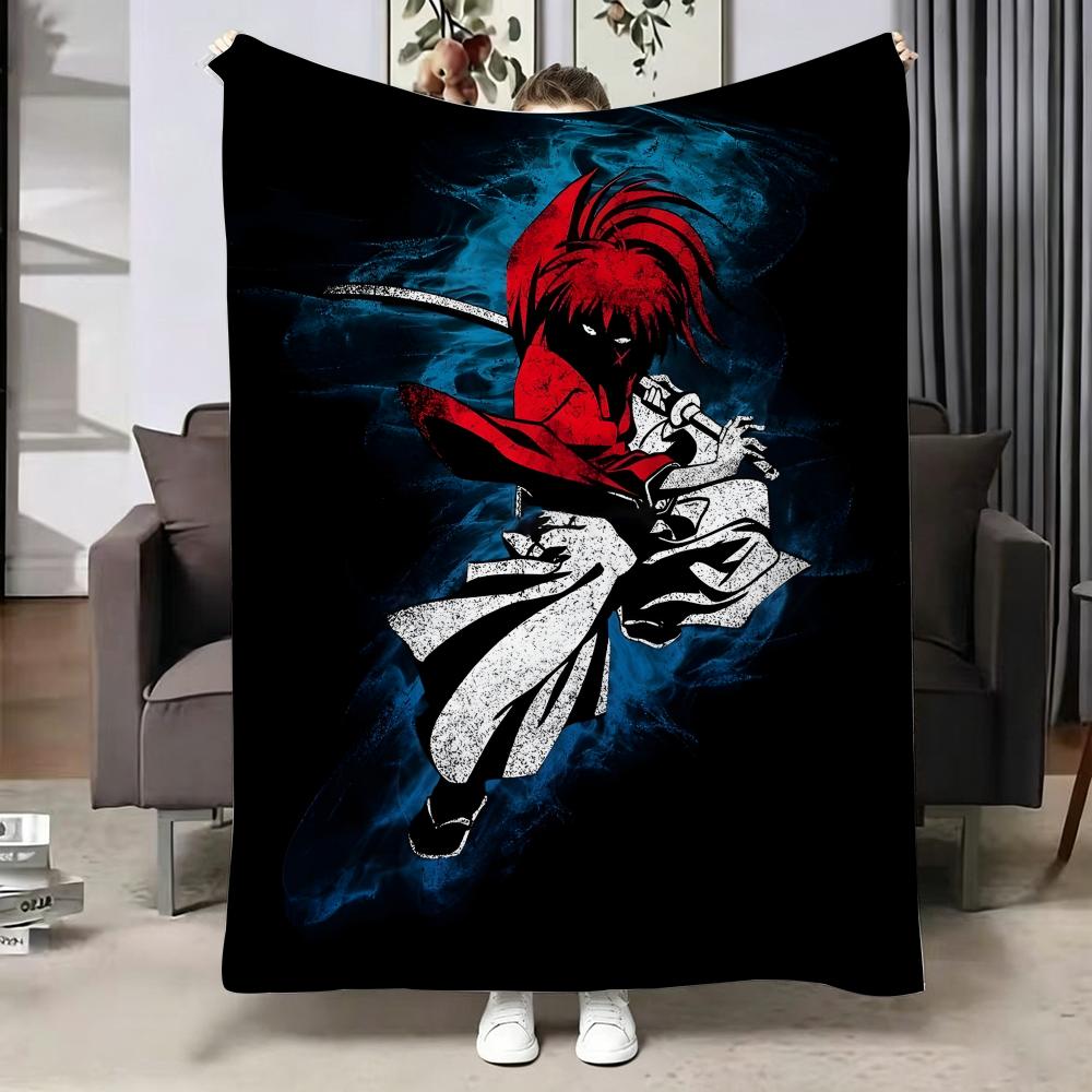 Anime RRurouni KKenshin Throw Soft Warm Flannel Blanket Multiuse Throw for Bed Sofa Office Air Conditioning Nap Blanket
