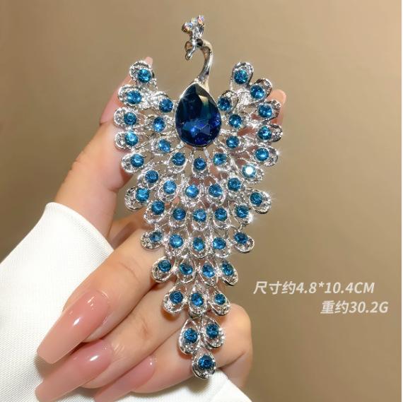 Women Fashion Rhinestone Peacock Brooch Phoenix Clothing Accessories Pins Party Jewelry Gifts