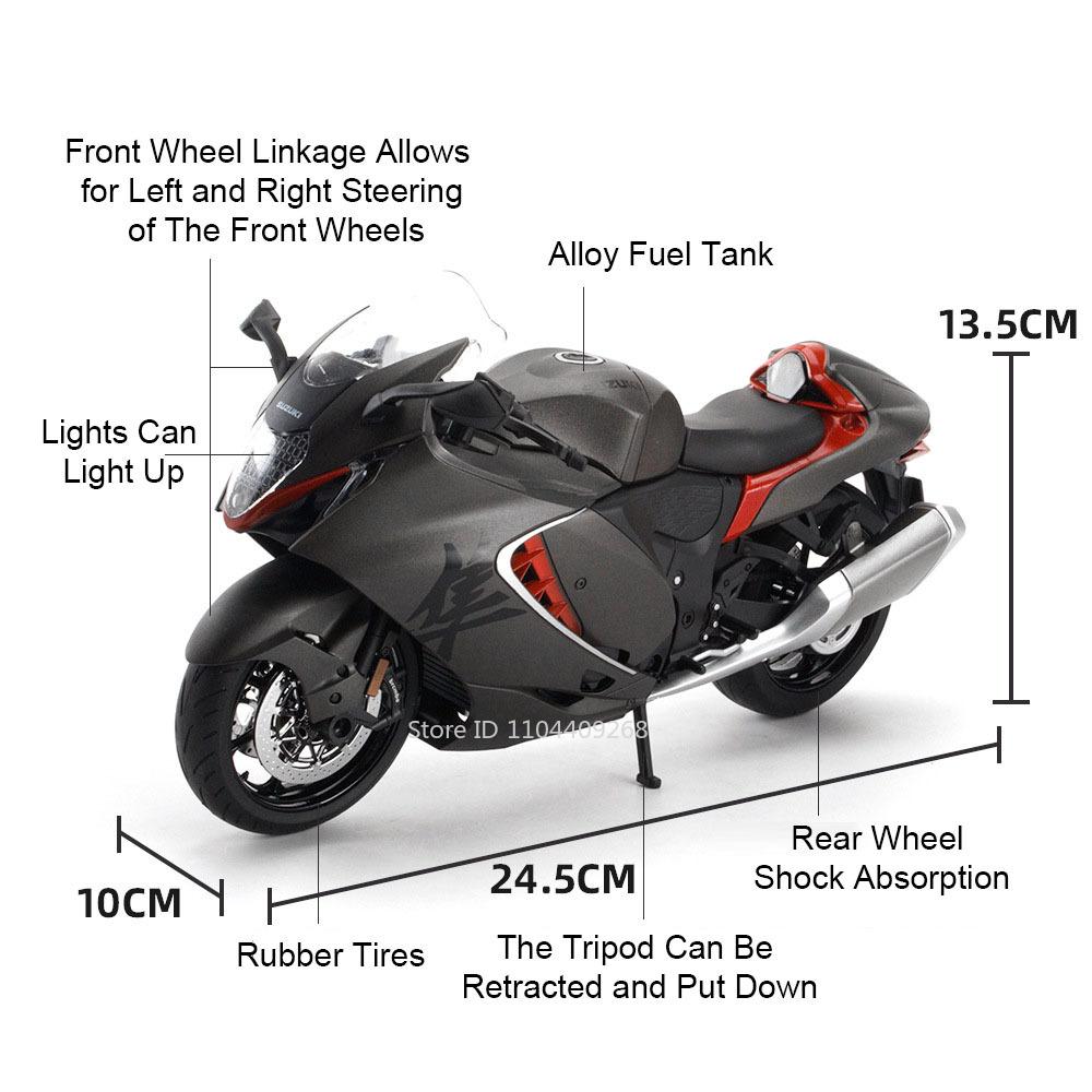 Scale 1:9 SUZUKI HAYABUSA Motorcycle Model Toy Alloy Body Linkage Steering Shock Absorption Motor Models Collection Gifts Boy