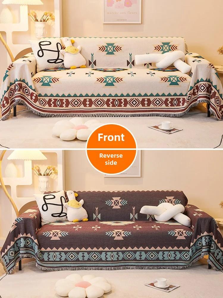 Bohemian Style Full Cover Sofa Cover For Rental Properties Four Seasons Sofa Cushion Wave Pattern Fabric