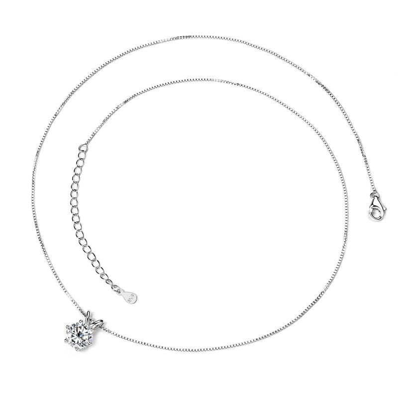 Certified Moissanite Solitaire Pendant Necklace Gold Plated Silver Adjustable Chain for Women Collar Gift