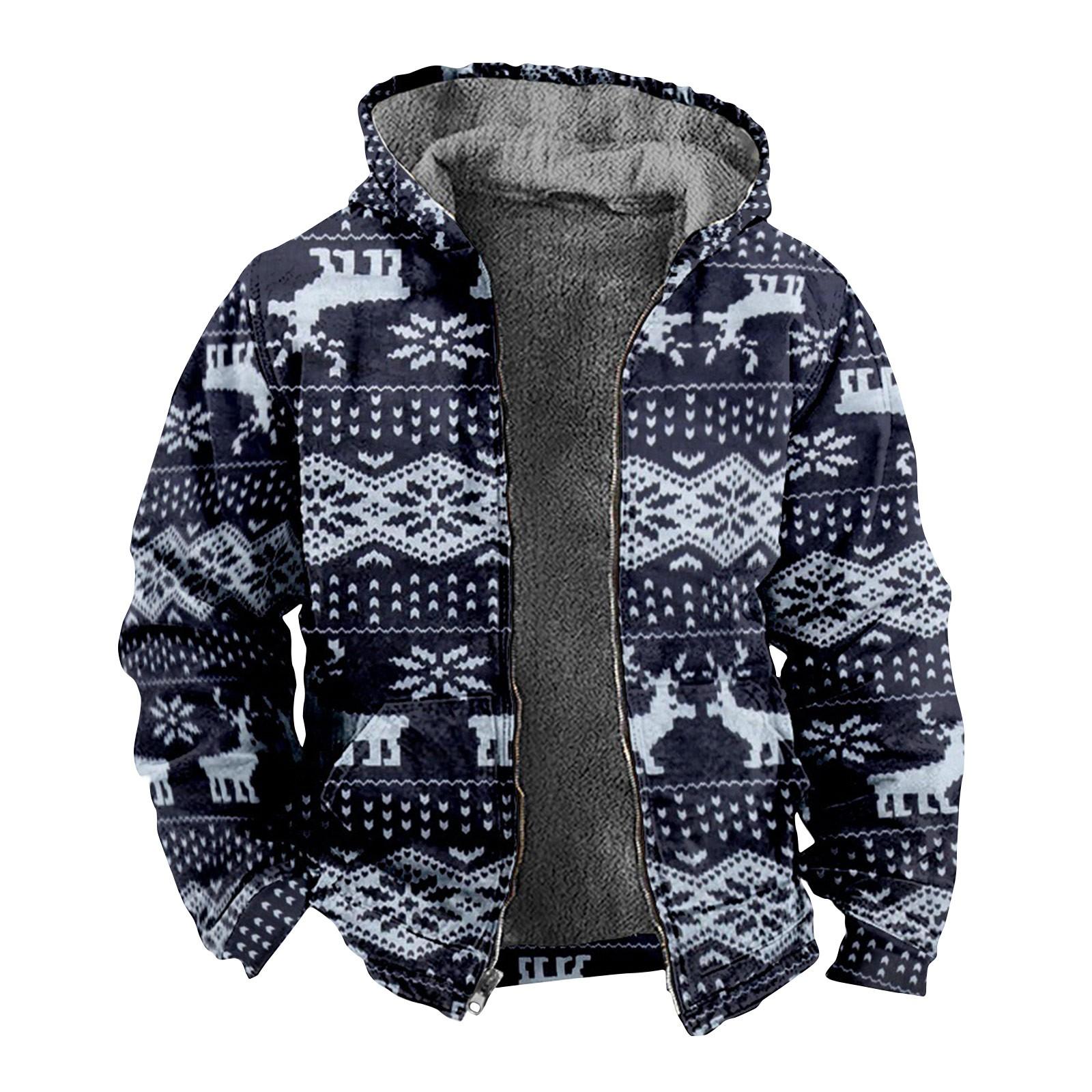 

Мужская куртка с рождественским принтом Мужская весенняя и повседневная трендовая куртка на молнии с капюшоном XXXXL белый