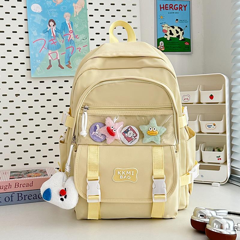 New simple solid color campus student schoolbag fashionable versatile large capacity junior high school student backpack women