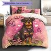 Pink Rottweiler Pattern Bedding Home Decoration Birthday Gift (1 * duvet cover + 2 * pillowcase, without core)