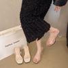 High Heels Women's Summer 2025 New Square Head Thin Heel Crystal Transparent Sandals One Word with Waterproof Table Slippers Women