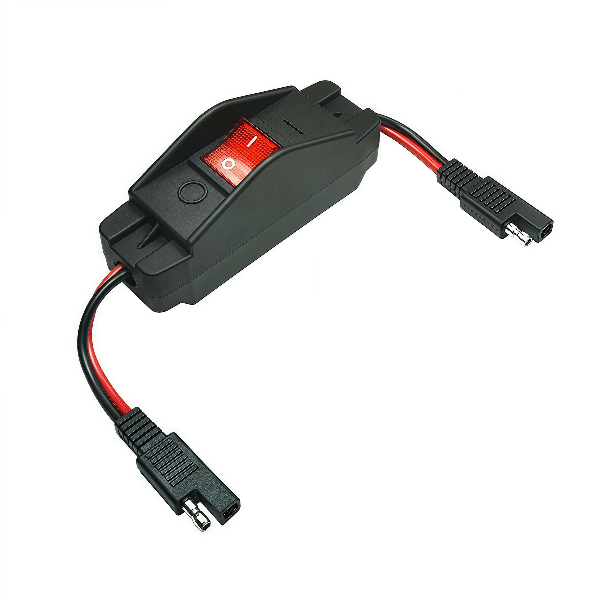 SAE Connection Cable with Waterproof PG9 KCD4 Rocker Switch and 12AWG Double-Head Waterproof Box