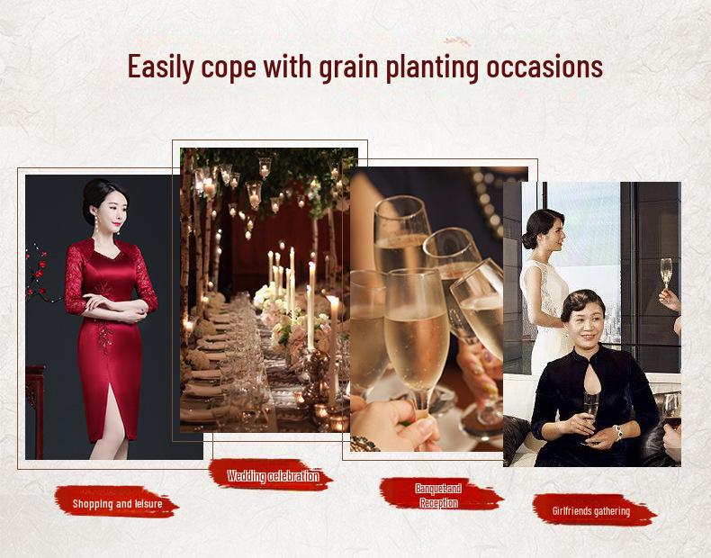 Summer Red Long Cheongsam Dress for Young Mother-in-Law at Wedding Banquet