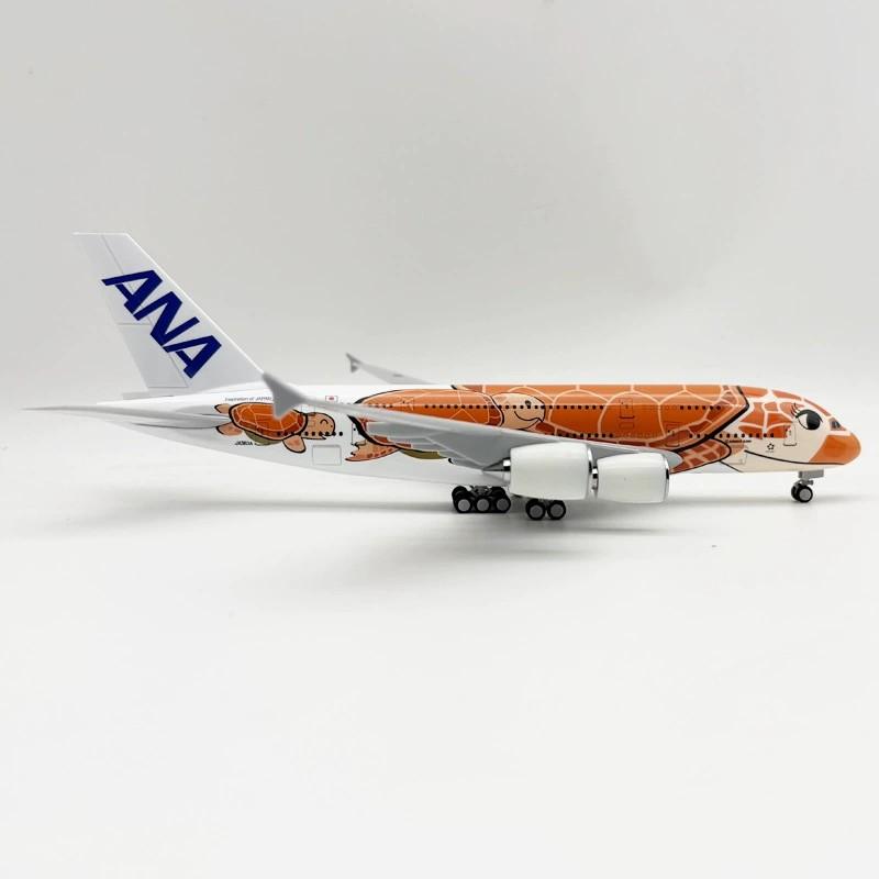 380 30cm Diecast Resin Plane Japan ANA A380 Orange Sea Turtle Airways Aircraft Model Wheels & Base Aviation Airplane Display