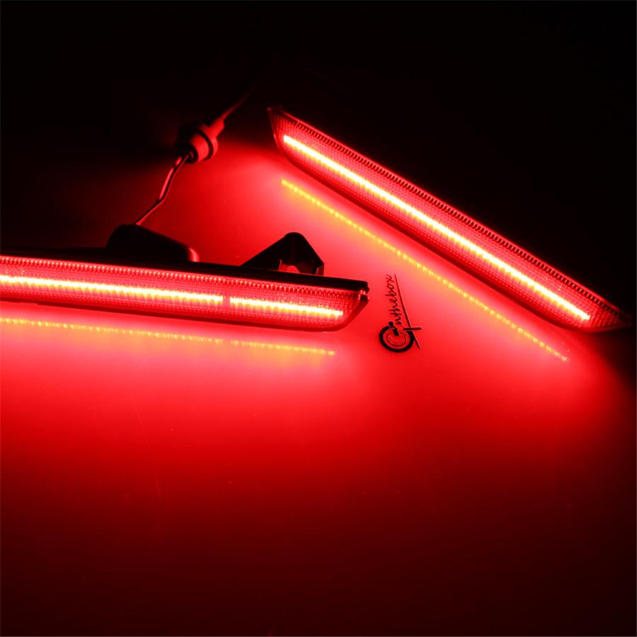 1Set Smoked Lens Rear Side Marker Lamps w/Red LED Lights Fit For 2015+ Ford Mustang