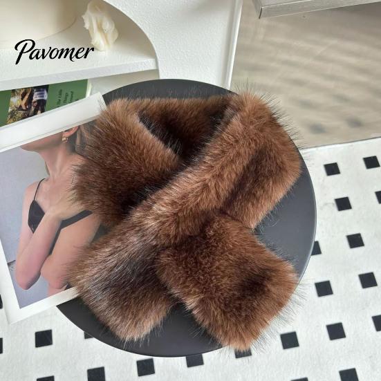 Winter Essential Clothing Accessories Faux Fur Collar Scarf for Women, Plush Neck Warmer Scarf, Fluffy Versatile Fashion Scarves, Thanksgiving