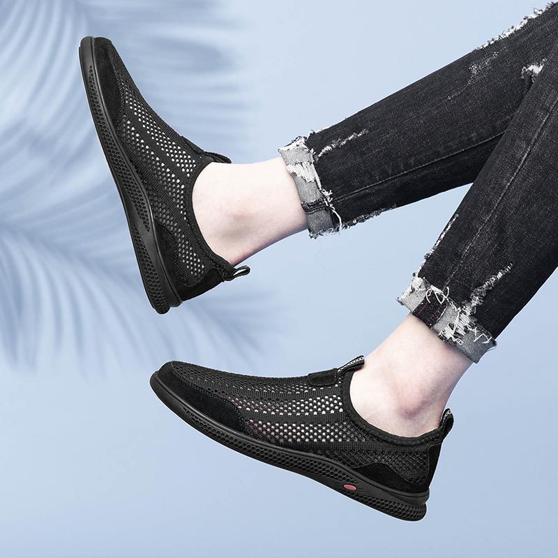 Summer Flats Men's Casual Shoes Breathable Mesh Men's Shoes Outdoor Men Loafers Non-slip Sneakers Light Driving Shoes