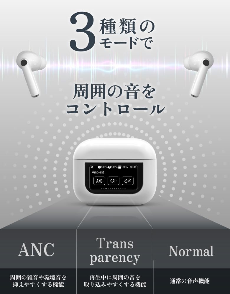2025 Latest Touchscreen Wireless Bluetooth LCD Noise True Android Single Warranty Earbuds, 5.4, Display, ANC, Cancelling, Wireless, Compatible,