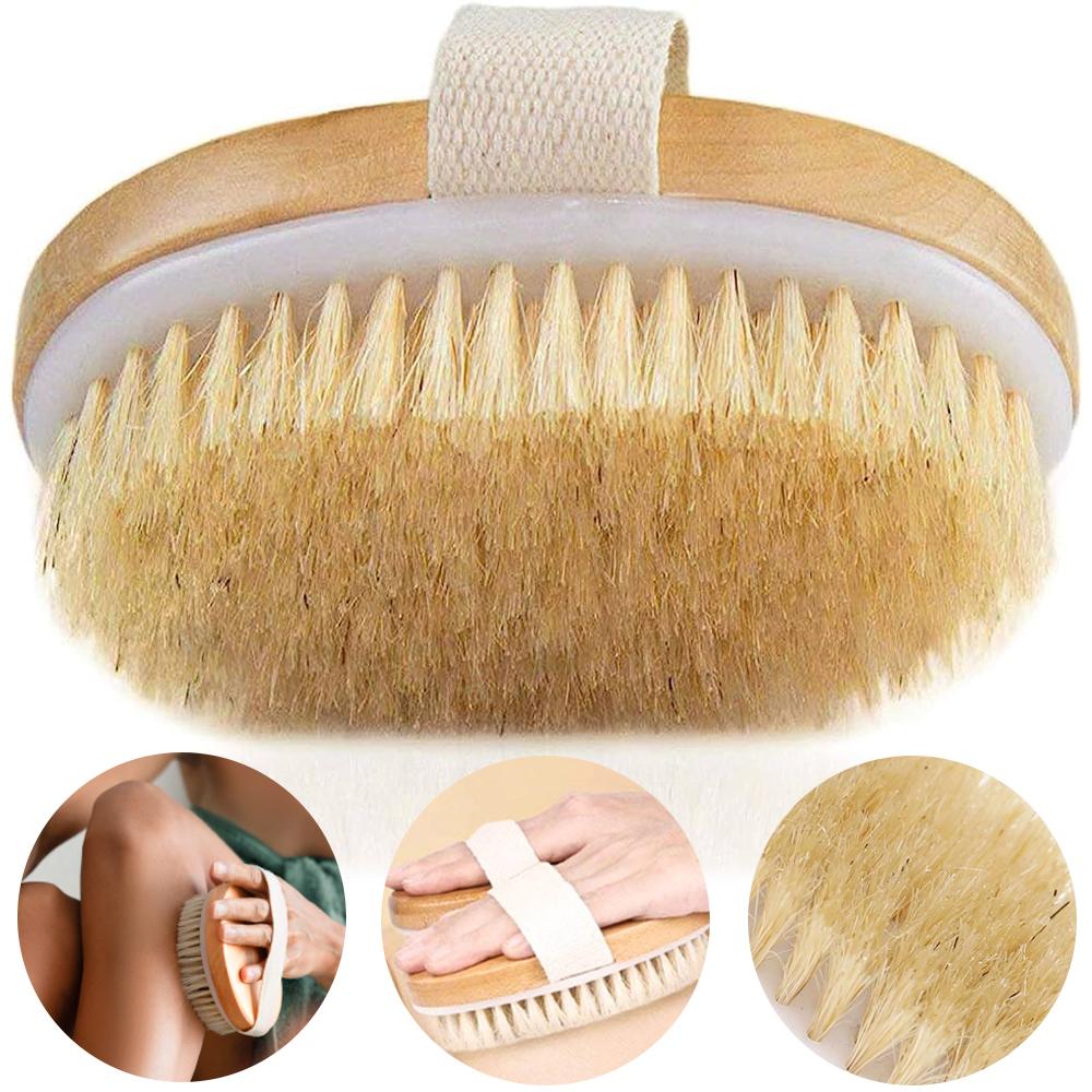 Exfoliating Wooden Body Massage Shower Brush Natural Bristle Bath Brush Soft SPA Woman Man Skin Care Wet Dry Body Brush