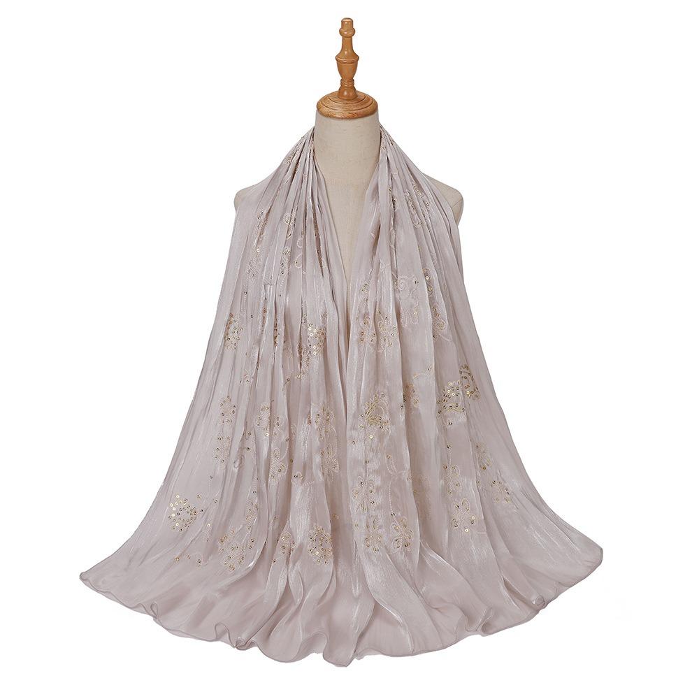 Shimmer Glitter Glitter Chiffon Shawl Elegant Pleated Glitter Shawl Flowy Hijab Shawl  for Women