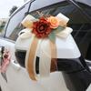 8pcs Wedding Celebration Floral Decoration for Car Rearview Mirror Door Handles Elegant Chair Back Arrangement Wedding Car Decor