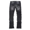 RogueWave Straight Pant Men Jeans Denim Pants Slim Fit Irregular Folds Tassel Splice Simple Button Pocket High Street Trousers