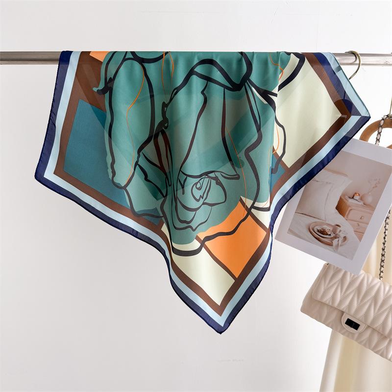 Women Luxury Design Scarf Silk Smooth Scarf Soft Muslim Headband Shawl Beach 70x70cm Square Ribbon Headband Satin Hair Hairband