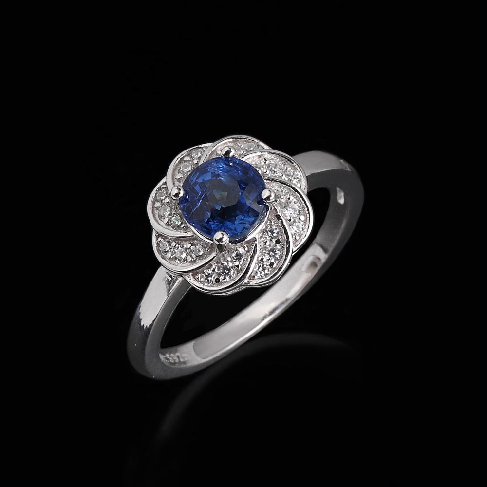 Návrh ve tvaru květu prsten náušnice přívěsek náhrdelník přírodní kyanit 925 Sterlingové stříbro jemná šperková sada pro ženy Dárky k narozeninám