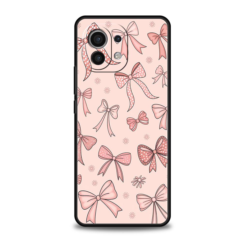 

Pink Heart Bow Phone Case Cover for Xiaomi Mi 15 14 13 12 11 Ultra 14T 13T 12T 11T 10T Pro Lite 5G Shockproof Soft TPU Capas Bag Xiaomi 13 Lite