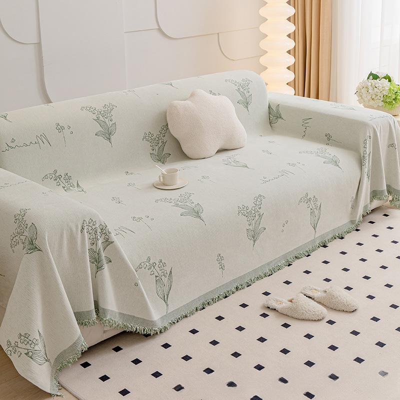 Anti-Scratching Chenille Sofa Towel Modern Minimalist Full Covered Non-Slip Cloth Four Seasons Universal Pure Color Cover Cover